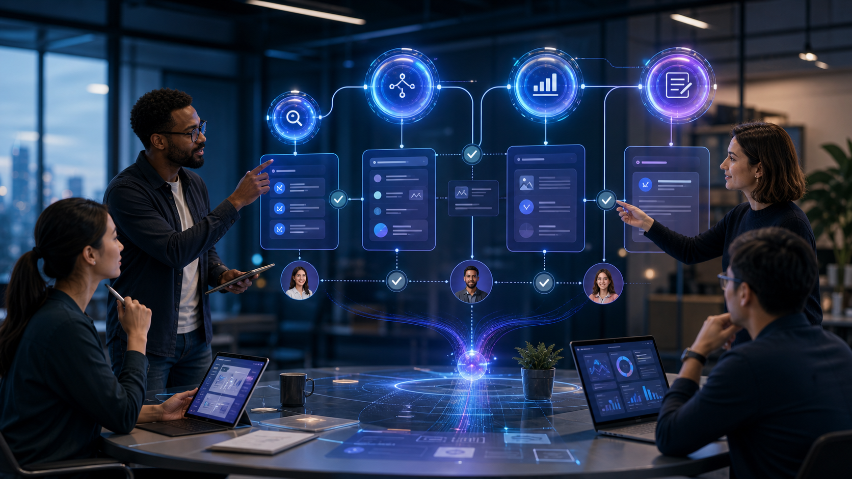 Human-agent collaboration workflows in a modern business.